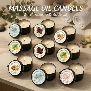 2pcs 2-in-1 Massage Oil Candle With Essential Oil Luxury Scented Candle With Soy Wax - Warm Moisturizing Body Lotion - Nail Salon, Spa, Pedicure, Beauty, Wedding, Christmas, Valentine'S Day Gift For Women