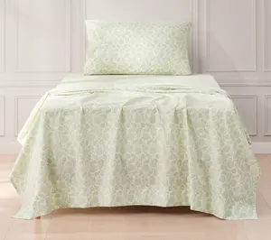 Lush Decor Floral Jacobean Cotton Sheet Set Sage 3Pc Set Twin