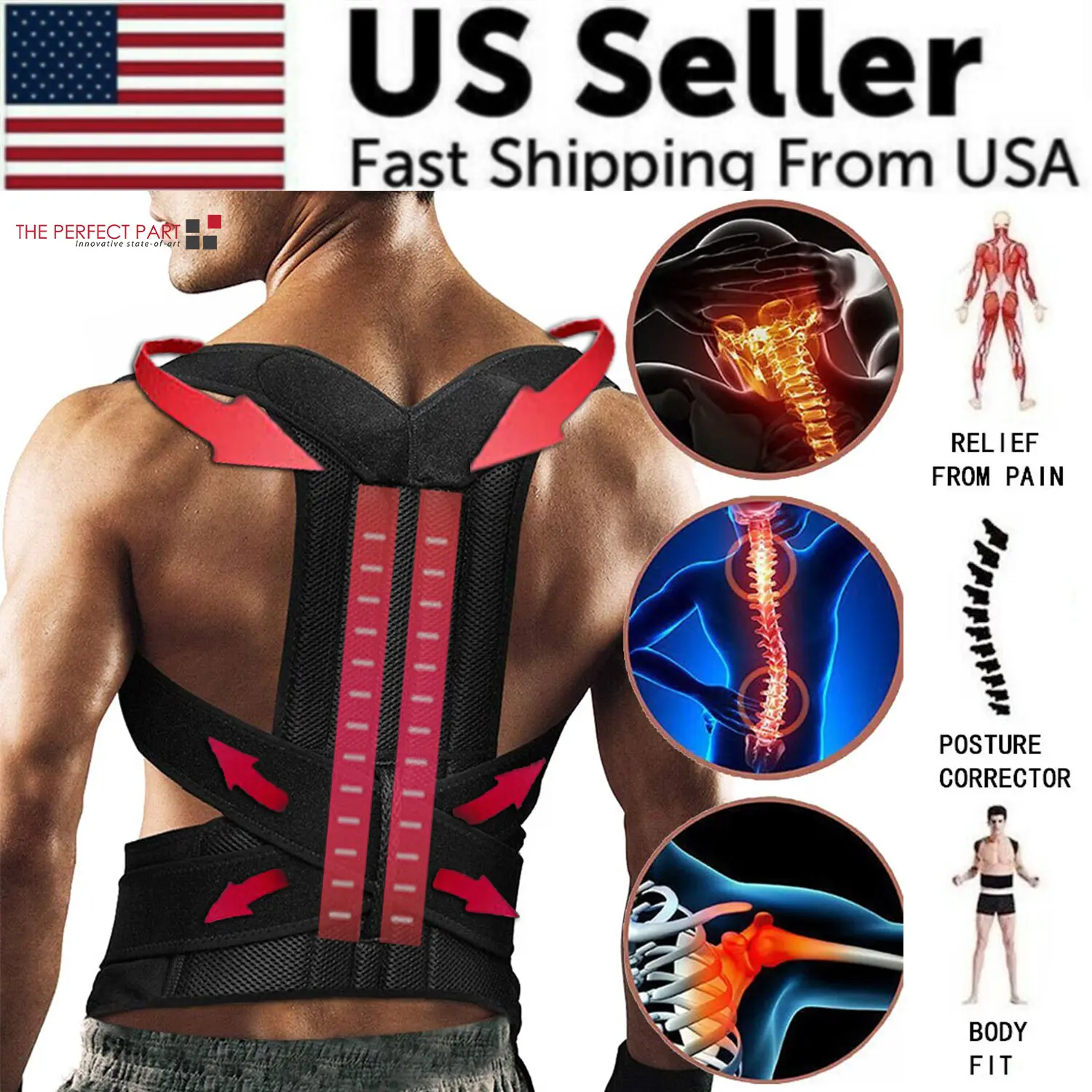 Adjustable Posture Corrector and Low Back Support Shoulder Brace for Men and Women Does not apply