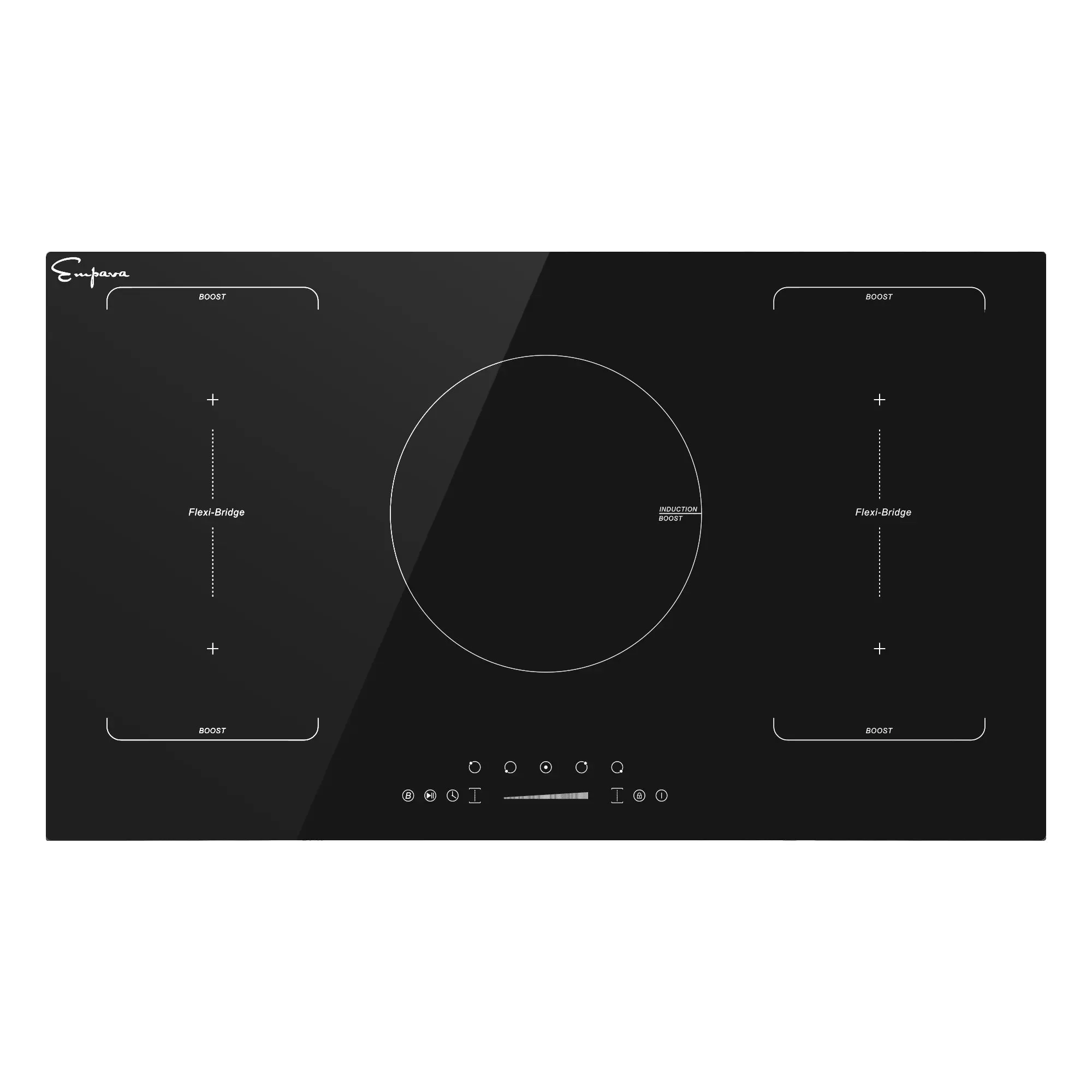 Empava 36-Inch Black Electric Induction Cooktop, 10200w Total, 208-240v Plug, Booster Modes, Bridge Zones