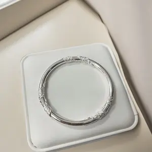 Solid Silver s999 bracelet Sterling Silver bracelet Ladies closed-mouth bracelet for girlfriend's birthday holiday gift Silver weighs 32g / 1.12oz