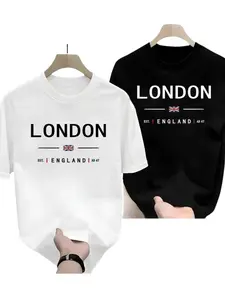 English Style London Print T-Shirt, Classic, Comfortable Cotton Fabric, Summer Casual Versatile, British Culture Fashion Trend Design