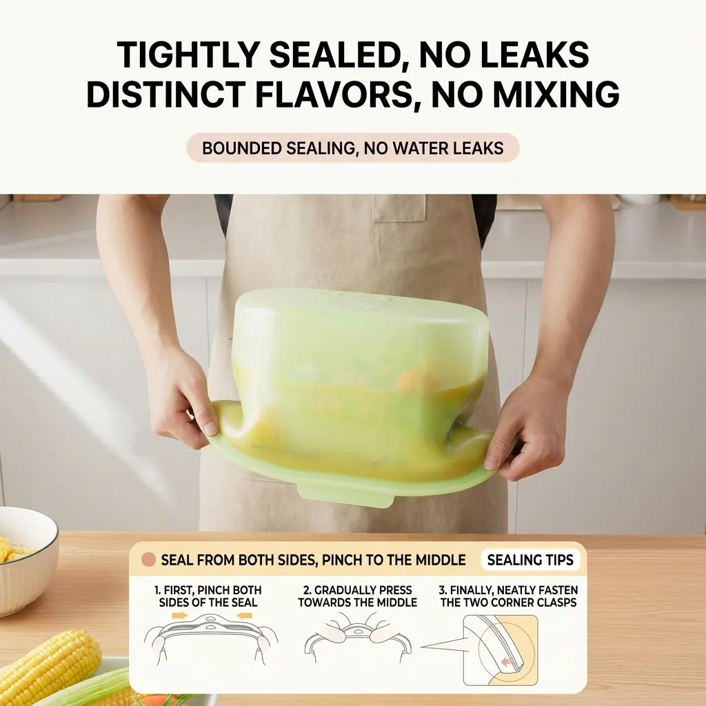 2-pack silicone food bags，Seal fresh, reuse daily.  Silicone food bags for fridge, freezer & on-the-go.#siliconebags #reusablestorage #foodfresh #tiktokmademebuyit #fyp#food