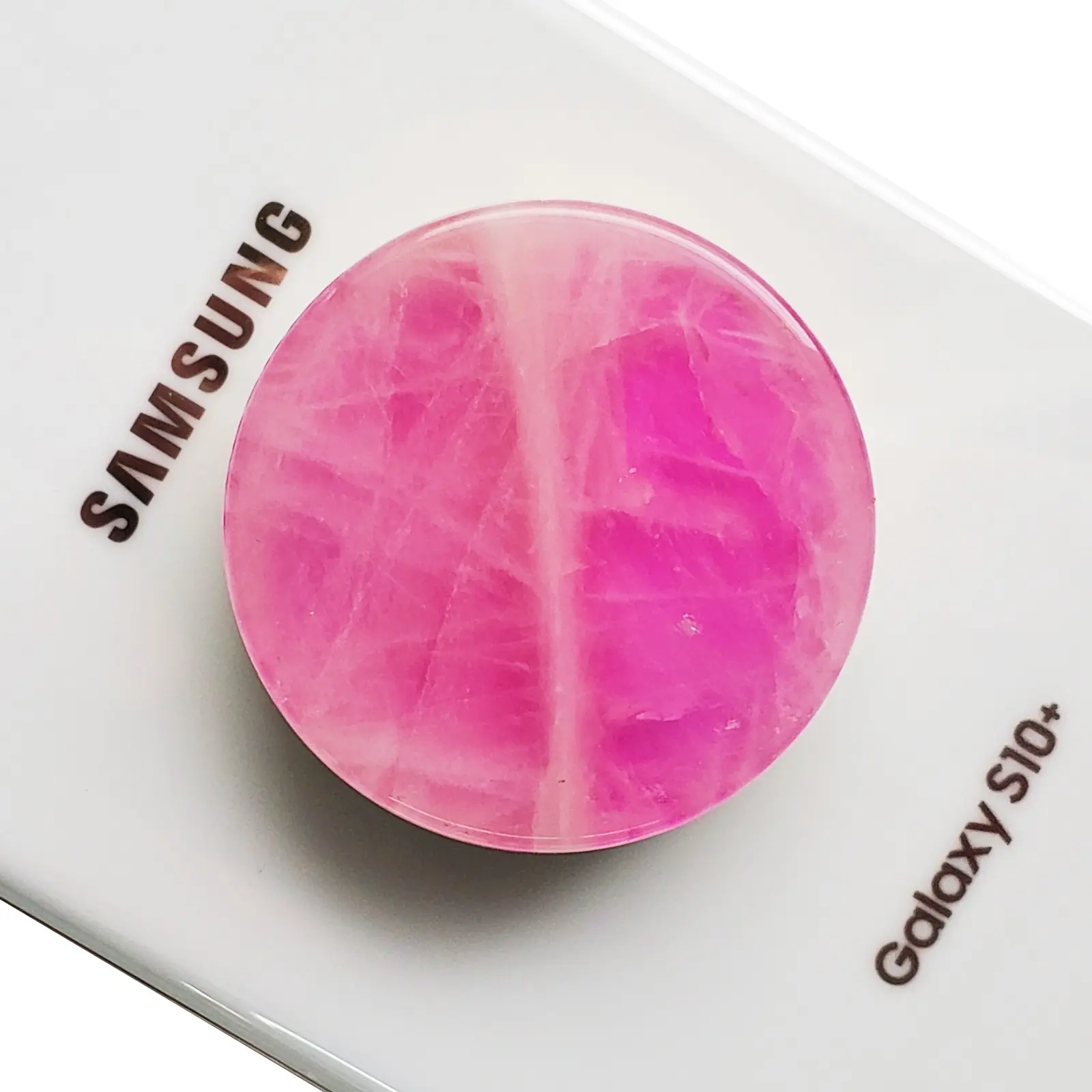 Beautiful Gold Phone Grip with Real Rose Quartz Top (Not for Silicone Phone Cases)