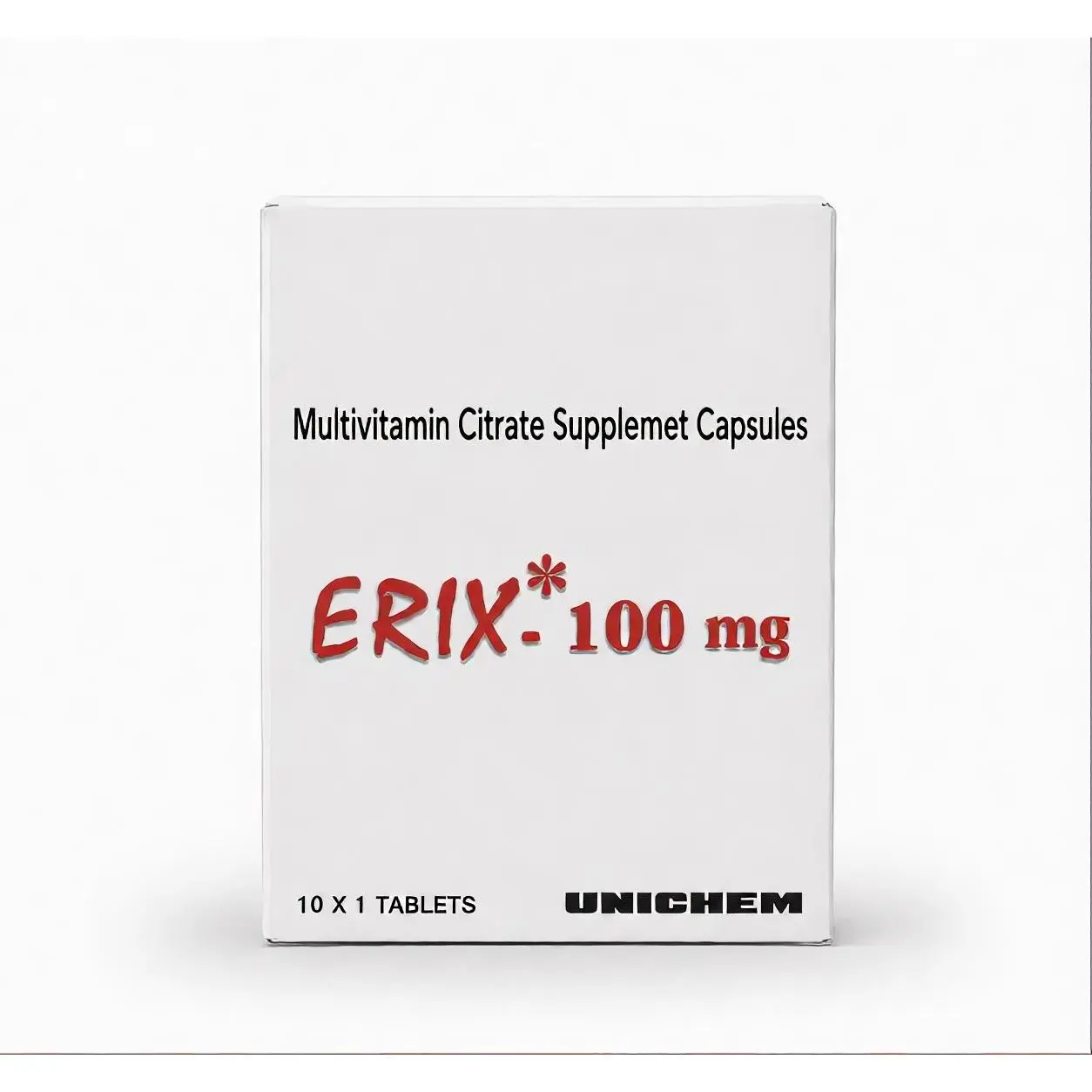 Unichem ERIX-100 mg Multivitamin Citrate Supplement Capsules 10 x 1 Tablets for Dietary Nutrient Support
