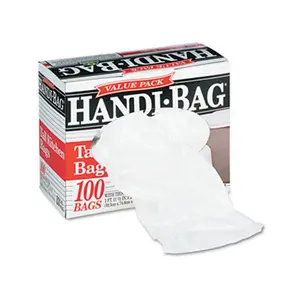 212 MAIN Handi-Bag HAB 6FK100 Trash Bags, 13 gal, .6 mil film, 23.5 x 29.38 in, White, 100-Count Box