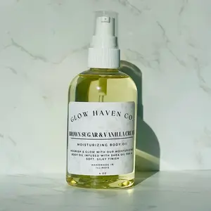 Glow Haven Co. Brown Sugar & Vanilla Cream Body Oil 4oz - Caramelized Brown Sugar & Cream Moisturizing Glow