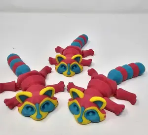 3D Printed Pansexual Pride Raccoon Fidget Toy - Fully Articulated, Multicolor Plastic with Tail, LGBTQ+ Desk Decor, Pride Gift