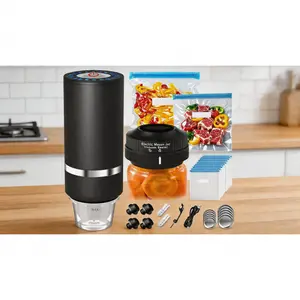 Handheld Vacuum Sealer for Food, Mason Jar Vacuum Sealer + 4 Wine Vacuum Stoppers + 10 Reusable Vacuum Bags, Mini Small Vacuum Sealer Bags for Home, Kitchen, Travel, Fridge Meal Prep, Camping - Black     SURE