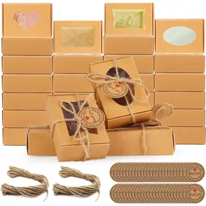 60 count Soap Boxes for Homemade Soap 3.55 X 2.4 X 1.2 Inch Small Soap Packaging Boxes  Soap Box with Window Mini Soap  Boxe for Homemade Bakery Candy Cookies Packaging