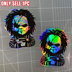 1PC Scary Character Car Sticker, Waterproof Vinyl Decal, Suitable for Car Windows, Rear Windshields, Car Bodies, Halloween Decorative Stickers