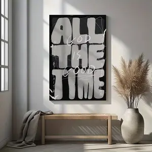 1pc Poster - Modern Christian Wall Decor With "GOD. ALL. THE TIME. & GOOD. ALL. THE TIME. FAITH. ALL. THE TIME." - Black & White Minimalist Bible Verse Art In Beige/Gray/White - Vertical Inspirational Scripture Print For Home, Church