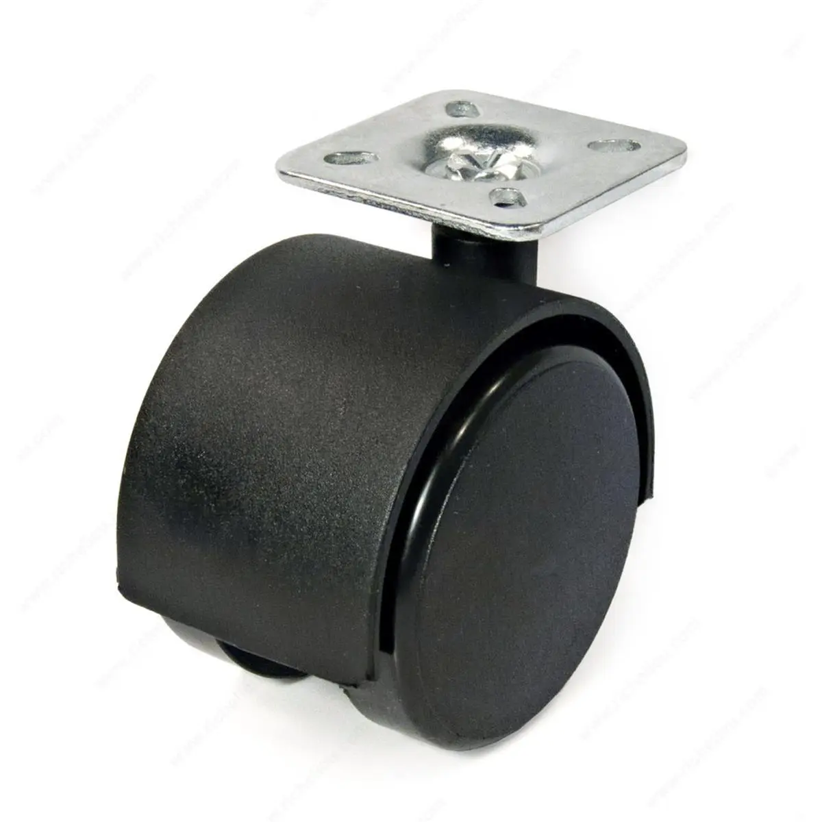 212 MAIN Medium Duty Swivel-Type Dual Wheel Plate Caster - 2 in. Black Nylon Wheels, Independent Spin, 66.1 lbs Load Capacity, Swivel Without Brake, Easy Installation for Indoor Furniture Chairs