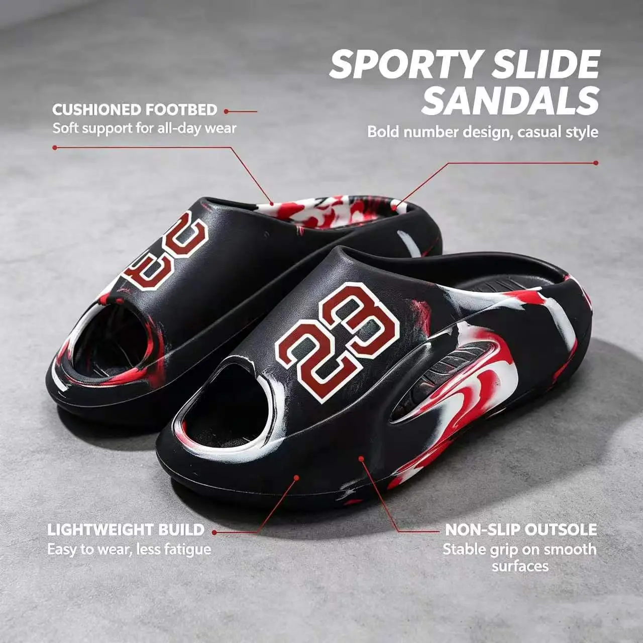 Men's Streetwear Slides with Graffiti Print, Adjustable Thick Sole EVA Sandals, Cushioned Non-Slip Walking Shoes for Summer, Beach & Gym, Slipper, Flipflop, Beach Walk, Party, Chic, Athletic, Casual, Lightweight, Footwear, Fashion Apparel, Slip On, Rock,