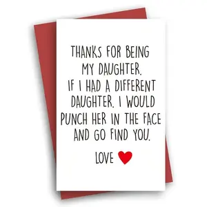 Letter Pattern Happy Birthday Card, 1 Piece Funny Self-Encouraging Greeting Card For Daughter, Best Birthday Gift, Lettering