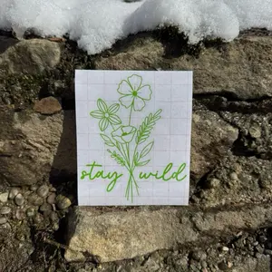 Pre-Cut Multi-Size Waterproof Durable Outdoor Flower Bouquet Vinyl Decal, Car Exterior Accessory, "Stay Wild" Sticker for Cars, Tumblers, Decals for Truck