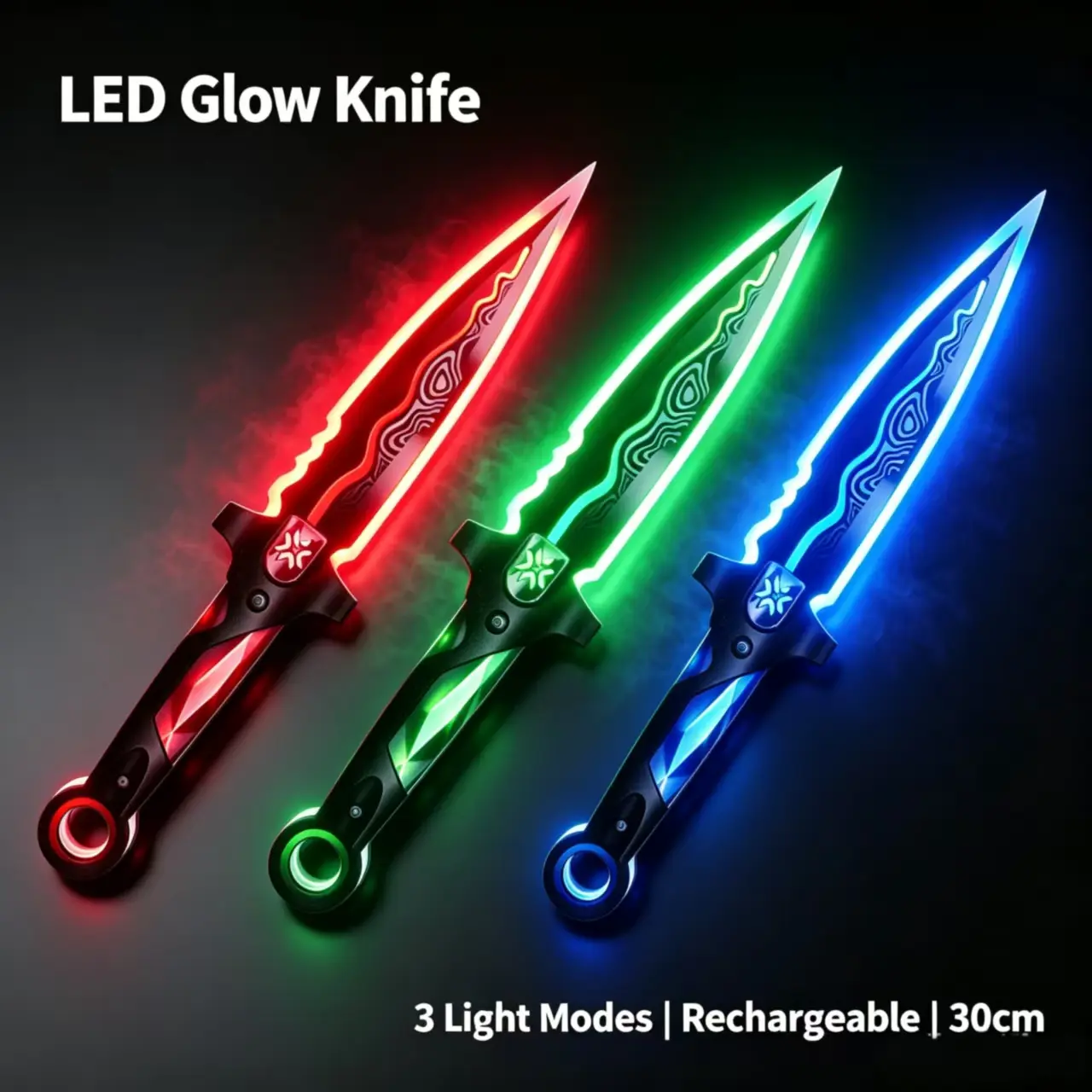 LED Glow Toy Knife - 3-Color Light-Up Dagger, Halloween Cosplay Prop, Night Party Favor for Kids