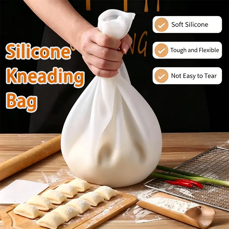 Cooking Tool for Dough Preservation and Preparation, Multifunctional Pastry Pizza Cornbread Flour Mixing Bag, Silicone Dough Kneading Bag