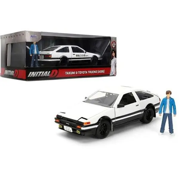 Initial D - Anime Hollywood Rides - 1:24 1986 Toyota Trueno Die-Cast Car & Takumi Fujiwara figurine/statue  [COLLECTIBLES] figurine/statue, Toy Car
