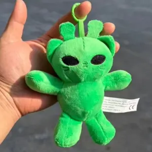 Cute Alien Cat Plush Keychain Green Kitten Soft Plushie Dolls Kawaii Anime Stuffed Pendant Bag Decor Couple Gifts for Friends