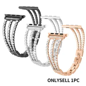 Elegant Metal Jewelry Watch Band for Apple Watch Women, Sparkling Artificial Diamond, Fits Iwatch Ultra/se/series 1-11, Smart Watch Straps