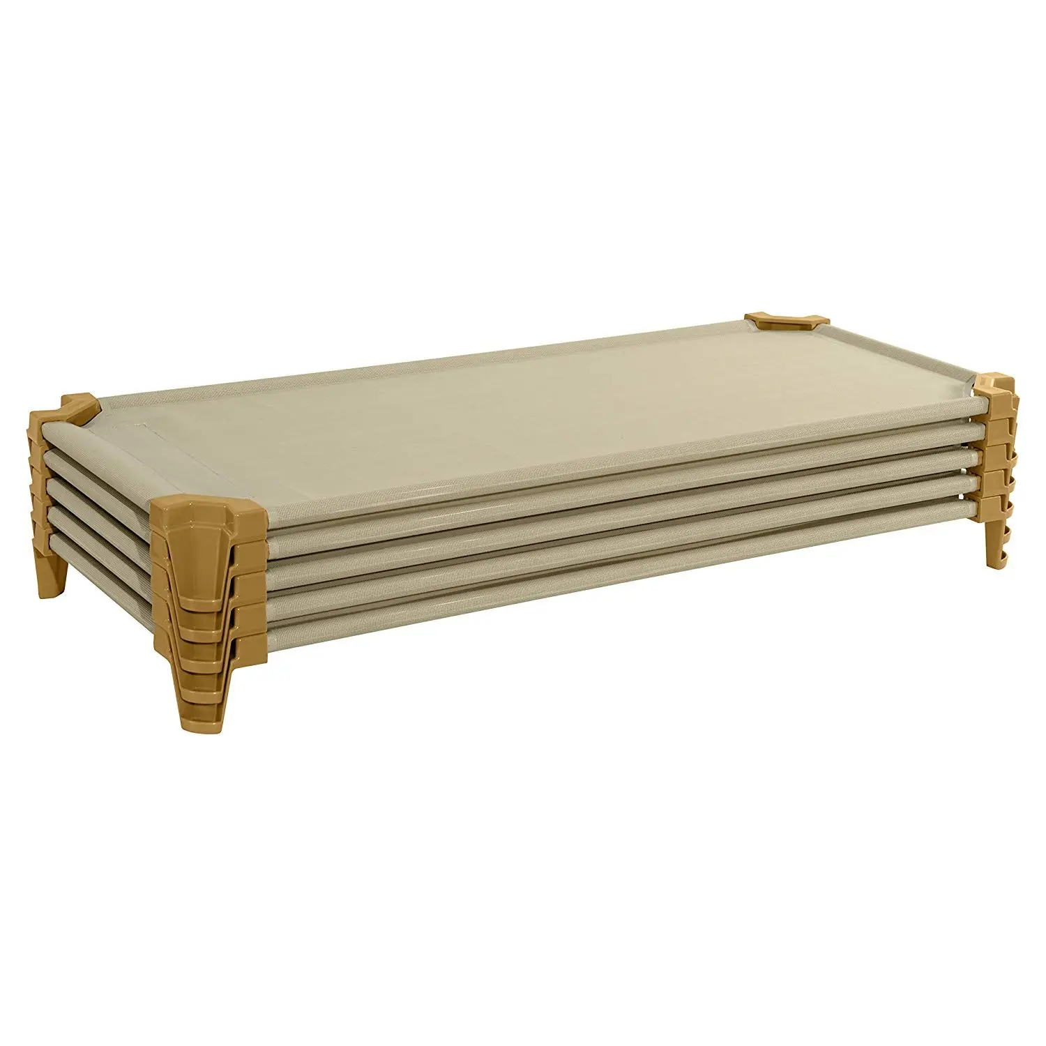 Wood Designs 87888TN Sturdy Durable Tan Factory-Built Pre-Assembled Classroom Cot Set of 5, 5"h x 53"w x 23"d, 54x24x14 in, 58 lbs