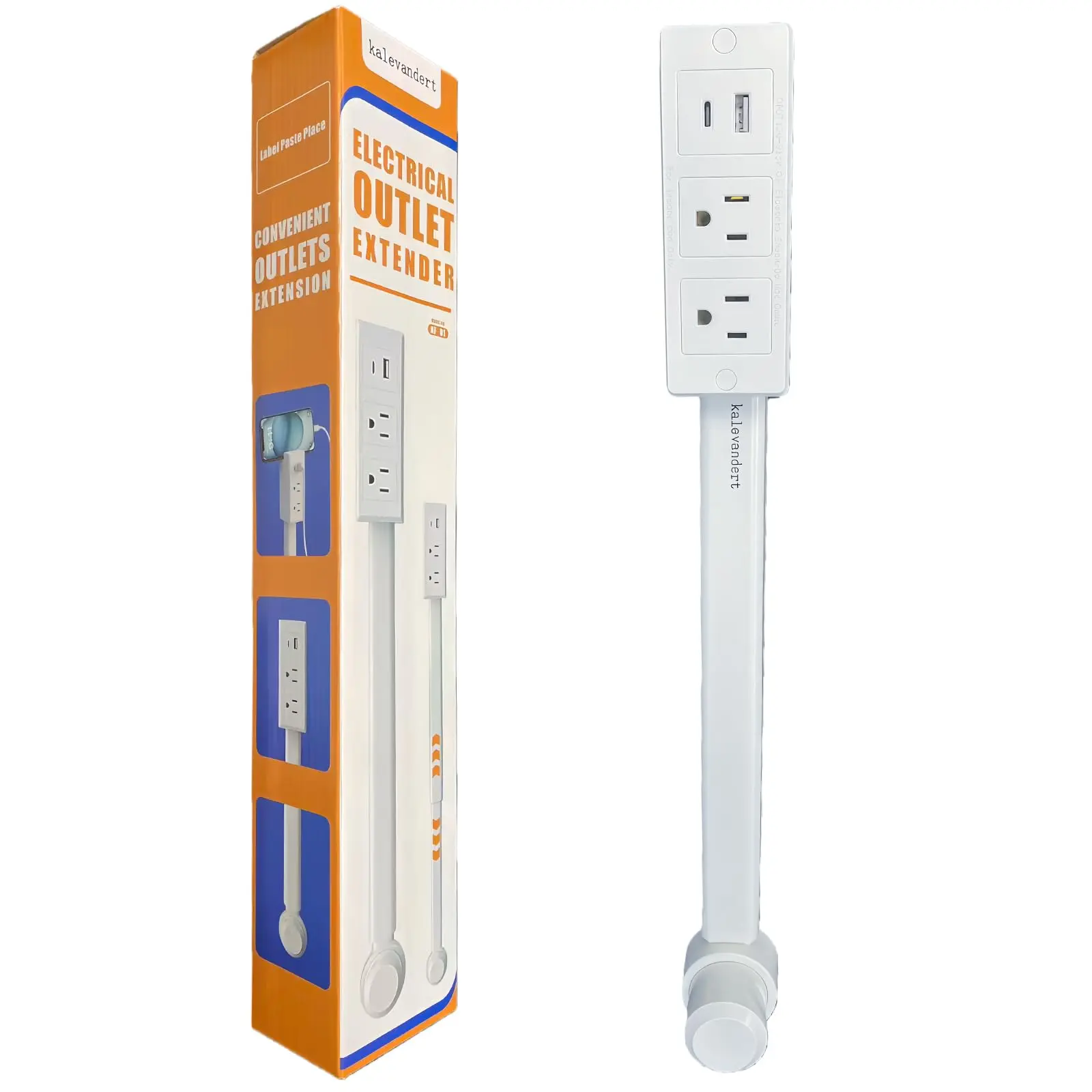 Wall Electrical Vertical Outlet Extender Stick,Features USB-A,USB-C and 2AC,Extendable17.5''-27.5'',Rotating180°,Access Hard-to-Reach Outlets,Use Behind Couches,Nightstands,Desks and More