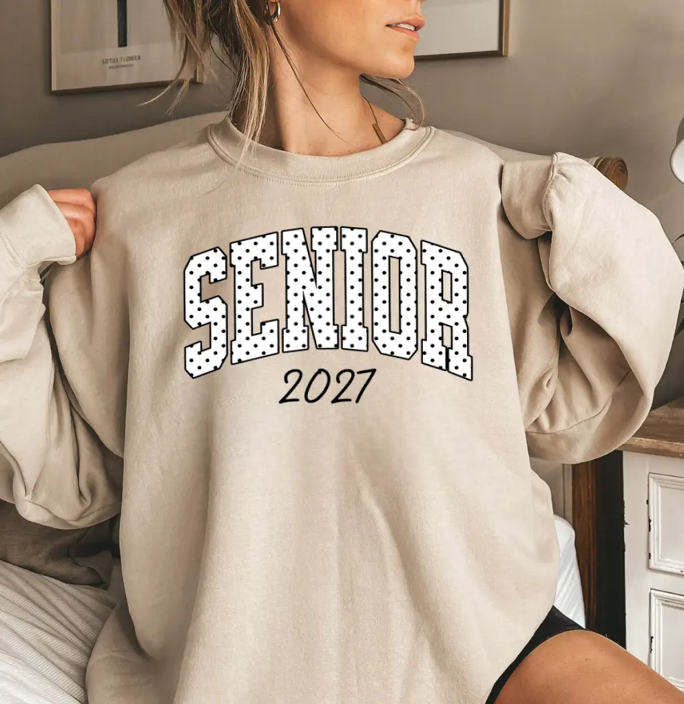 Polka Dot Senior 2027 Sweatshirt, Class of 2027 Graphic Crewneck, Senior Sunrise Sweater, High School Graduation Gift