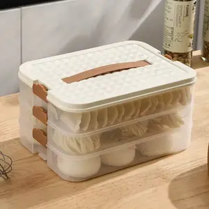 3-layer Food Storage Containers,Plastic Cookie Containers,Stackable Cookie Carrier, Dumpling Storage Box,Food Containers with Lids Airtight for Snack, Fruit, Vegetables, Meat, Sandwiches