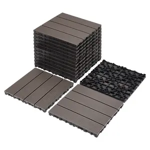 heavy-duty & recyclable Wood-Plastic Interlocking Deck Tiles 11.8" x 11.8",9PCS,Waterproof Outdoor and Indoor for Patio, Balcony (Coffee)