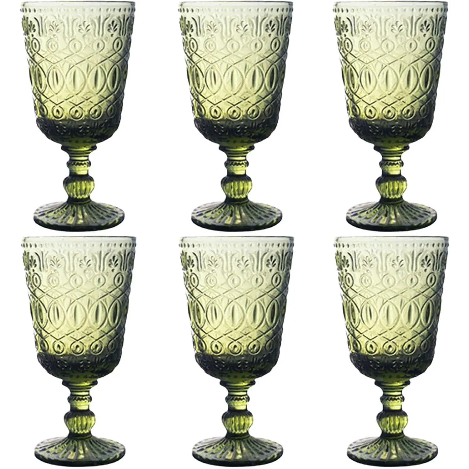 Green Drinking Glasses set of 6 Red  Goblets 10 OZ Colored Water Beverage Cup  Glassware for Wedding Party Holidays Anniversary