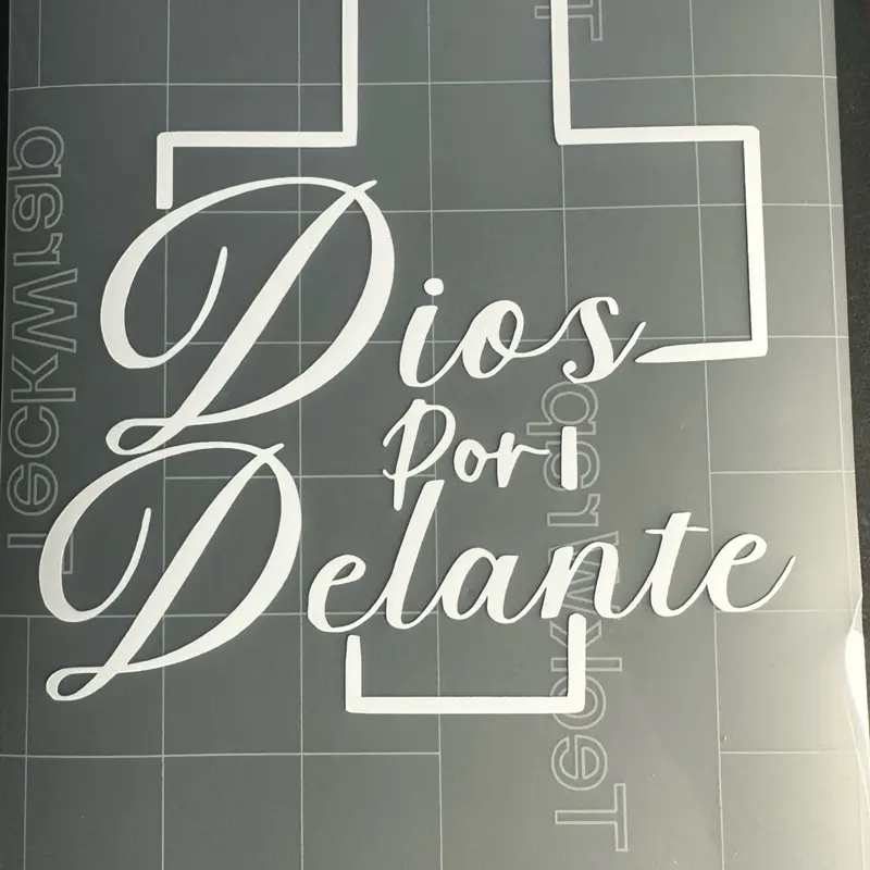 Dios Por Delante Cross Decal 4.50H x 4.34W Measuring Size Specific Sticker