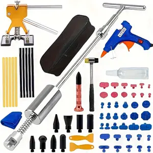 68pcs Dent Puller Kit: Paintless Dent Removal Kit with T-Bar, Golden Lifter, Bridge Puller for Car Dent Repair Excluding Hot Melt Adhesive Stick