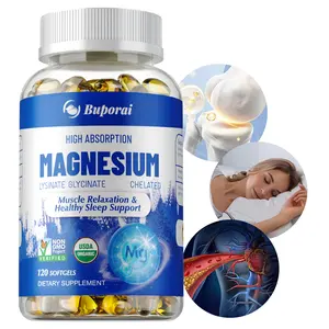 Buporai 120-capsule dietary supplement, highly absorbable, supports magnesium supplementation, and supports muscle, bone, and sleep health. Suitable for both men and women.