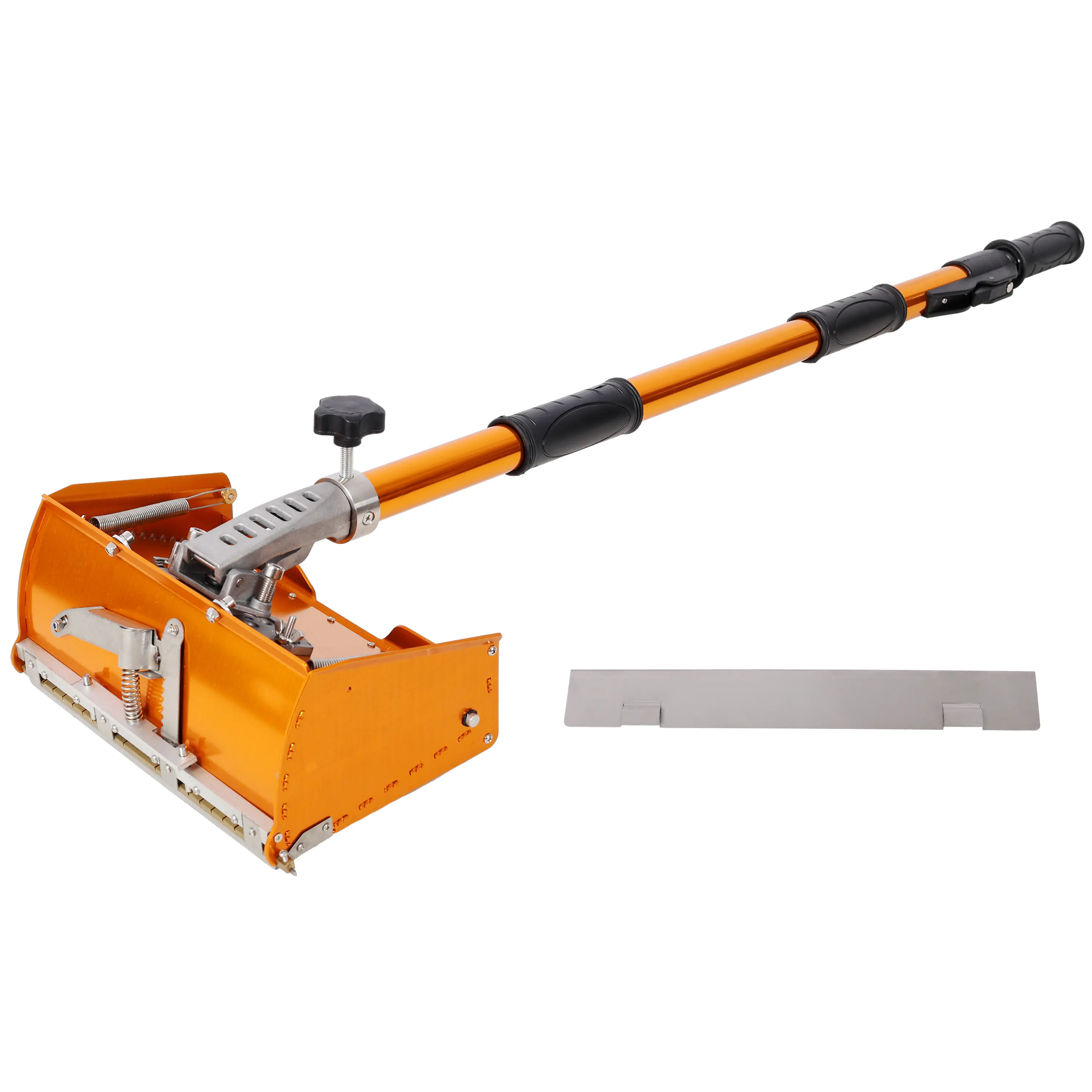 Aluminum Alloy Drywall Finishing Box Tool, 43-in to 68.5-in Ergonomic Extendable Handle, 60-Degree Adjustable Range, Advanced Putty Discharge System, 1pc Mudguard for Plasterboard Wallboard Sheetrock (Tools & Hardware) for Commercial Use & DIY Enthusiasts