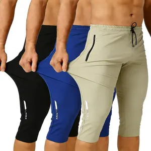 3-pack summer ice silk fiber straight-leg shorts — length ends 3 inches below the knee, European sizing, 80% nylon/20% elastane blend; suitable for sports, running, training, outdoor activities, and everyday casual wear; athletic shorts.