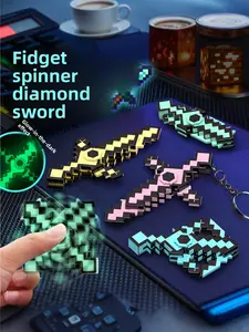 Finger Spinner Diamond Sword Peripheral Fingertip Spinner Luminous Weapon Model Keychain Mini Pendant Stress-Relief Toy