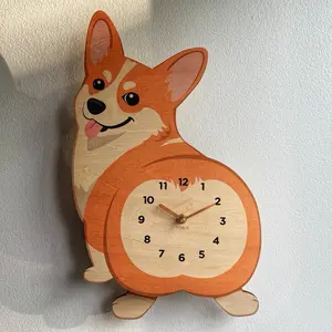 Handmade Silent Pendulum Dog Wall Clock