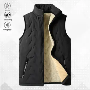Men's casual vest - wool vest with zipper pocket and stand-up collar design, comfortable for all winter long GARMENTARY