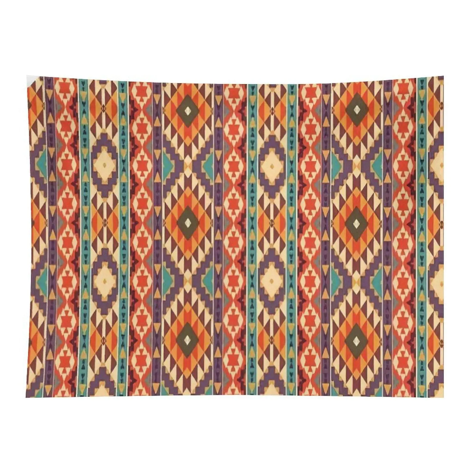 Retro Southwestern Tribal Diamond Striped Wall Tapestry - 1-Piece Rectangular Wall Decor, Multi-Size Tribal Tapestries for Apartment, Home Party Background, One-Piece