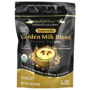 DelighTeas Turmeric Tea Latte, Ayurvedic Golden Milk Blend, Caffeine Free, 5 oz (140 g)