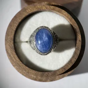 S925 sterling silver blue kyanite adjustable ring