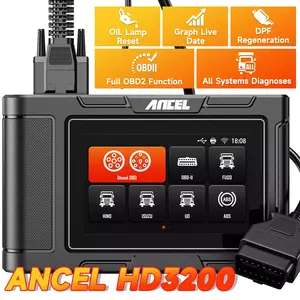 ANCEL HD3200 Heavy Duty Truck Scanner, 24V Diesel Truck All System Diagnostic Tool, Oil Reset DPF Regen for HINO ISUZU FUSO, Auto Pin Voltage Detect, HD OBD Truck & OBD2 Car 2 IN 1 Code Reader