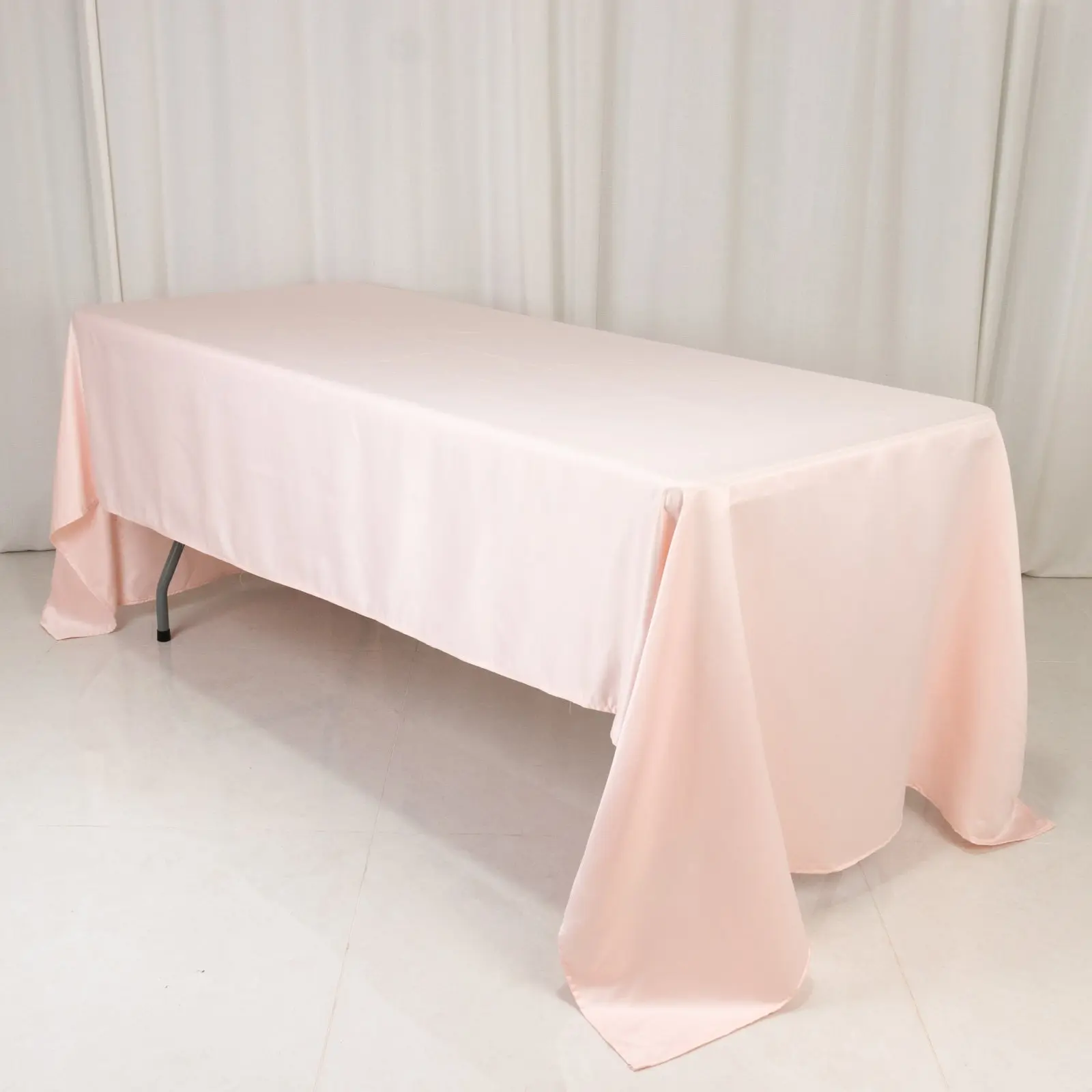 Lamour Satin Rectangle Tablecloth, 60"x126" Blush Pink - Fade Resistant, Wrinkle-Resistant, Machine Washable Table Cover for Decor, Anniversary