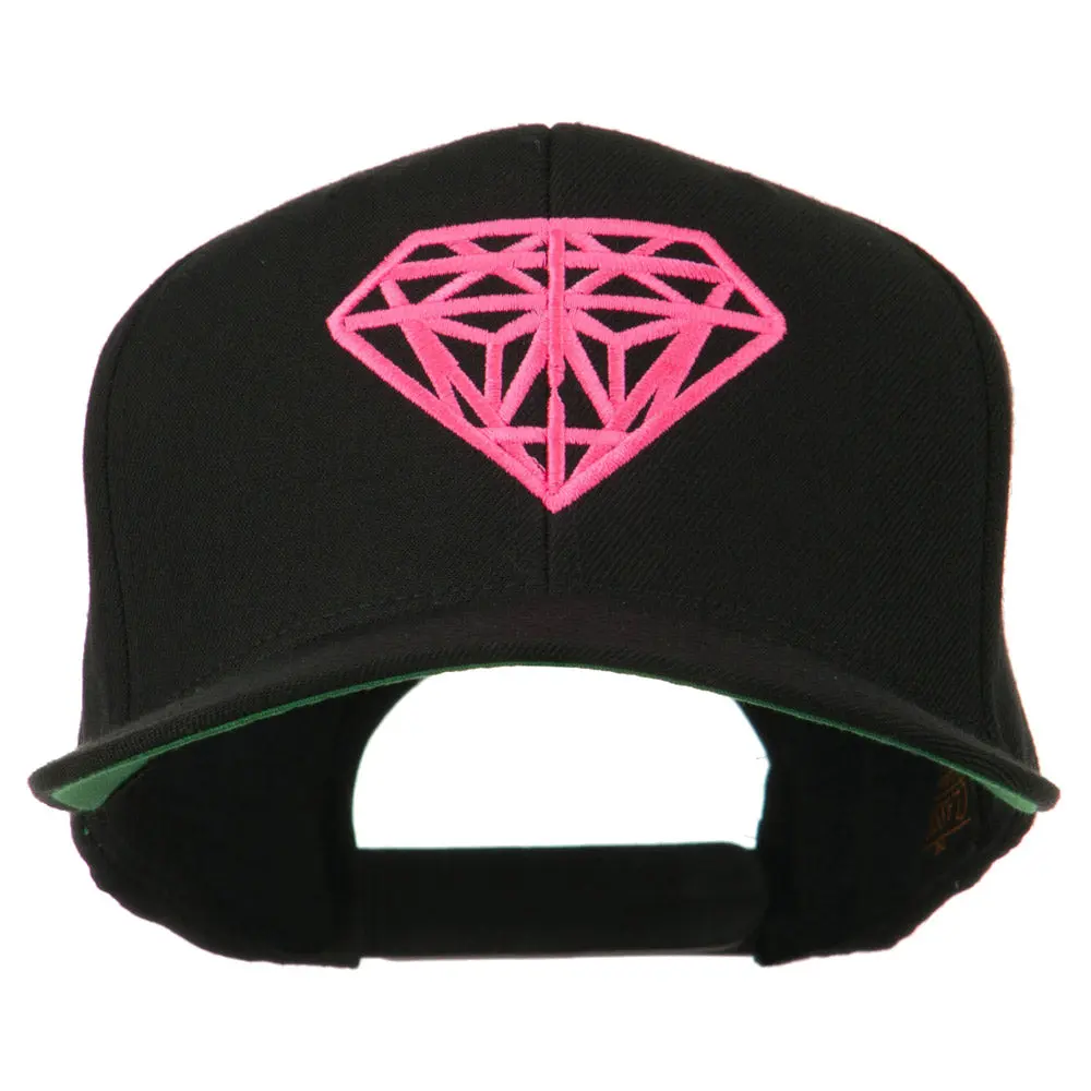 Pink Diamond Outline Embroidered Snapback Cap