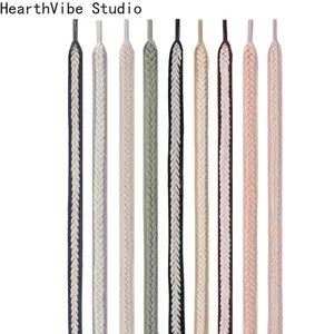 Wheat ear shoe rope twist braided belt cotton lace two-color flat and suitable for casual sports shoelaces