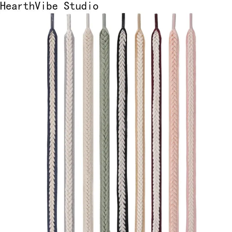 Flat Weave Polyester Shoe Strings for Sneakers with 2-Color Wheat Ear Braid, Lightweight & Multi-function for Casual Footwear, Nylon, Cold Wash