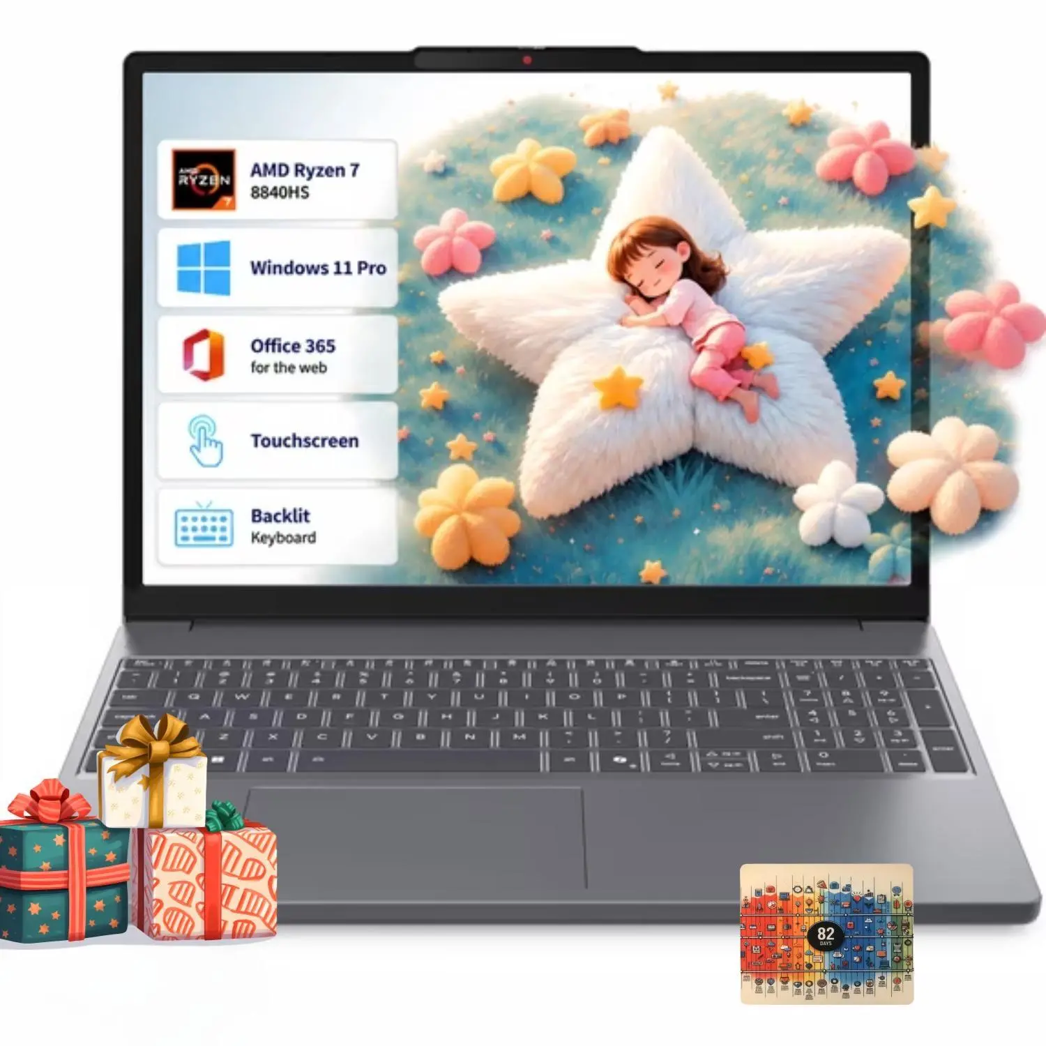 2026 Lenovo Gray 15.3" Touchscreen Laptop | Ryzen 7 8840HS, Radeon 780M Graphics, Up to 32GB RAM 1TB SSD, FHD 1080P IR Camera, Backlit Keyboard, Windows 11 Pro, Bundle Accessories Included