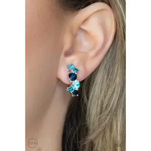 Paparazzi Cosmic Celebration - Blue Rhinestone Clip-On Earrings