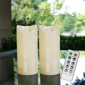 Flameless Outdoor  LED Pillar Candle with Remote Timer  Operated Flickering  Candle Light for Halloween Christmas Wedding Party Centerpiece Decorations Supplies 3"x 7" 2-Pack